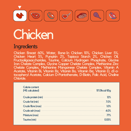 Chicken Wet Food (Box Edition - 12 x 85g pouches)