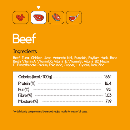 Beef Wet Food (Box Edition / 85g x 16 packs)