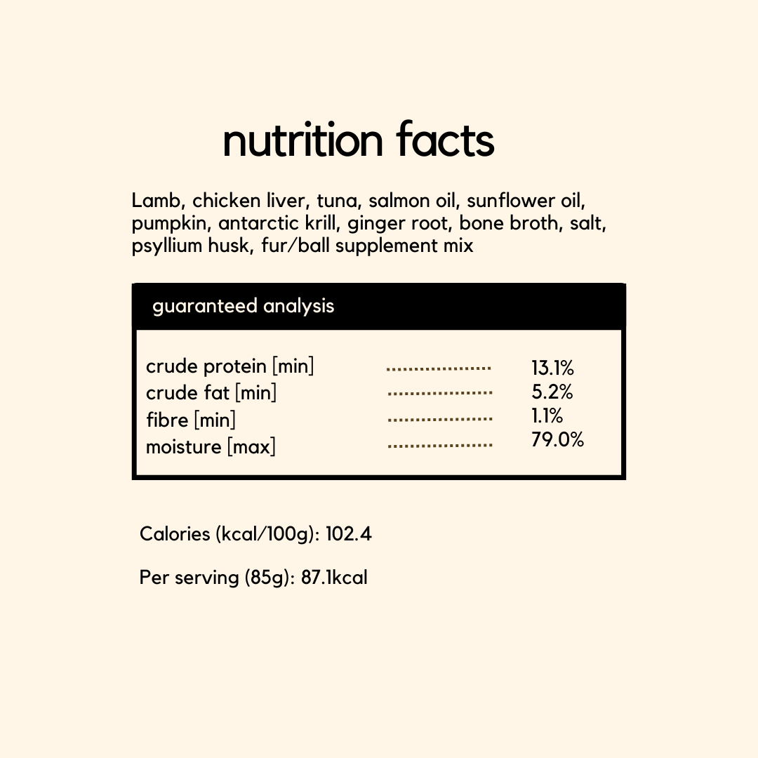 Lamb Wet Cat Food - Healthy Cat Weight Food - Nutrition Facts