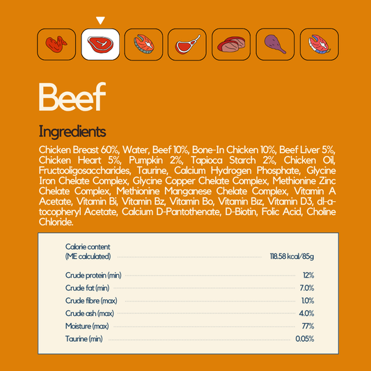 Beef Wet Food (Box Edition - 12 x 85g pouches)
